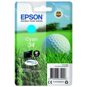 Epson CONSUMABILI STAMPANTI GETTO MATERIALE DI CONSUMO  CARTUCCE DI INCHIOSTRO  DURABRITE  ULTRA  34    PALLINA DA GOLF  CONFEZIONE SINGOLA  1 X 4 2 ML CIANO