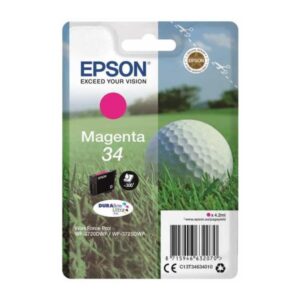 Epson CONSUMABILI STAMPANTI GETTO MATERIALE DI CONSUMO  CARTUCCE DI INCHIOSTRO  DURABRITE  ULTRA  34    PALLINA DA GOLF  CONFEZIONE SINGOLA  1 X 4 2 ML MAGENTA