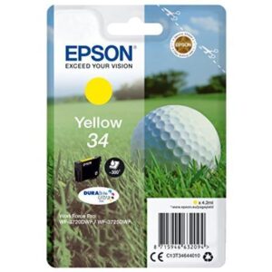 Epson CONSUMABILI STAMPANTI GETTO MATERIALE DI CONSUMO  CARTUCCE DI INCHIOSTRO  DURABRITE  ULTRA  34    PALLINA DA GOLF  CONFEZIONE SINGOLA  1 X 4 2 ML GIALLO