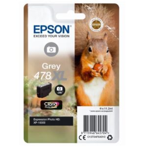 Epson CONSUMABILI STAMPANTI GETTO CARTUCCE DI INCHIOSTRO, INCHIOSTRI CLARIA  PHOTO HD, 478XL,           SCOIATTOLO, CONFEZIONE SINGOLA, 1 X 11,2 ML GREY, ELEVATA, XL