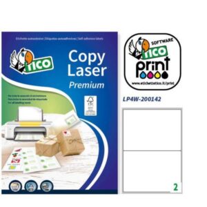 Tico Etichette Indirizzi / Pacchi ETICHETTE BIANCHE ANGOLI ARROTONDATI – LASER/LASER A                  COLORI/INKJET/COPIATRICI – 200X142 – 100 FF  2 ETICHETTE PER FOGLIO