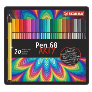 Stabilo Pennarelli Stabilo Pen 68 scatola in metallo 20 colori assortiti  penna per grafica  inchiostro a base d acqua  punta media 1mm in feltro (conf.20)