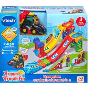 V-Tech Piste e Playset per Veicoli Vroom Vroom Go – Trampolino acrobazie estreme 3 in 1