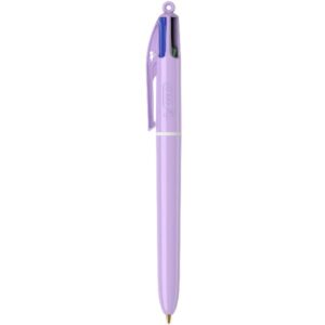 Bic Penne a Sfera Penna a sfera 4 Colori inchiostri classici e punta media 1mm.  Effetto pastello sull intero fusto  in 3 tonalità(giallo  rosa  azzurro).