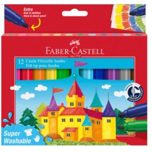 Faber Castell Pastelli Astuccio in cartone con 12 pennarelli Castello Jumbo Superlavabili