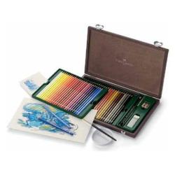 Faber Castell Belle arti VALIGETTA DI LEGNO DA 48 MATITE ACQUERELLABILI   ACCESSORI