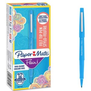 Papermate Penne a sfera scuola FLAIR/NYLON punta M- Blu Sky