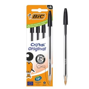 Bic Penne a Sfera BIC CRISTAL ORIGINAL 1mm Astuccio 4pz  Nero