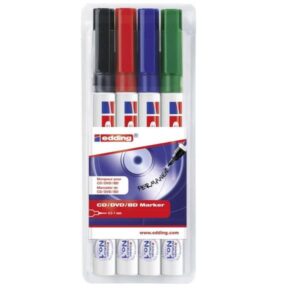 Edding Marcatori Cd-Marker 8400 indelebile 4 colori assortiti  P/tonda fine  tratto 0 5-1 mm (conf.4 pz)