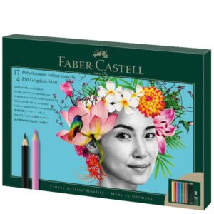 Faber Castell Matite scuola Gift Set Polychromos   Pitt Graphite Matt  23 pezzi  17 matite colorate   4 matite Pitt Graphite Matt  1 temperamatite  1 gomma