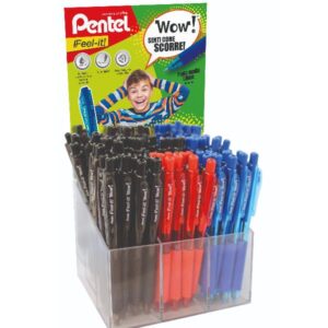 Pentel Penne a Sfera ESPOSITORE 96 PZ PENNA A SFERA  WOW! FEEL IT PUNTA 1.0 MM             48 PZ NERO (BX440-AI) + 36 PZ BLU (BX440-CI) + 12 PZ ROSSO (BX440-BI)