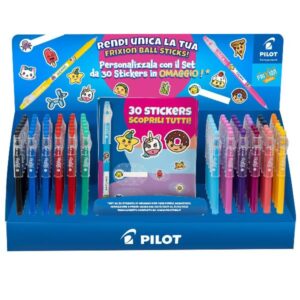 Pilot Penne a sfera scuola ESP. PZ. 96 FRIXION BALL STICKS 0 7  + 96 SET DA 30 STICKERS IN OMAGGIO