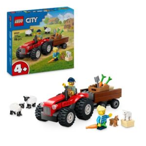 Lego Costruzioni Trattore agricolo rosso con rimorchio e pecore